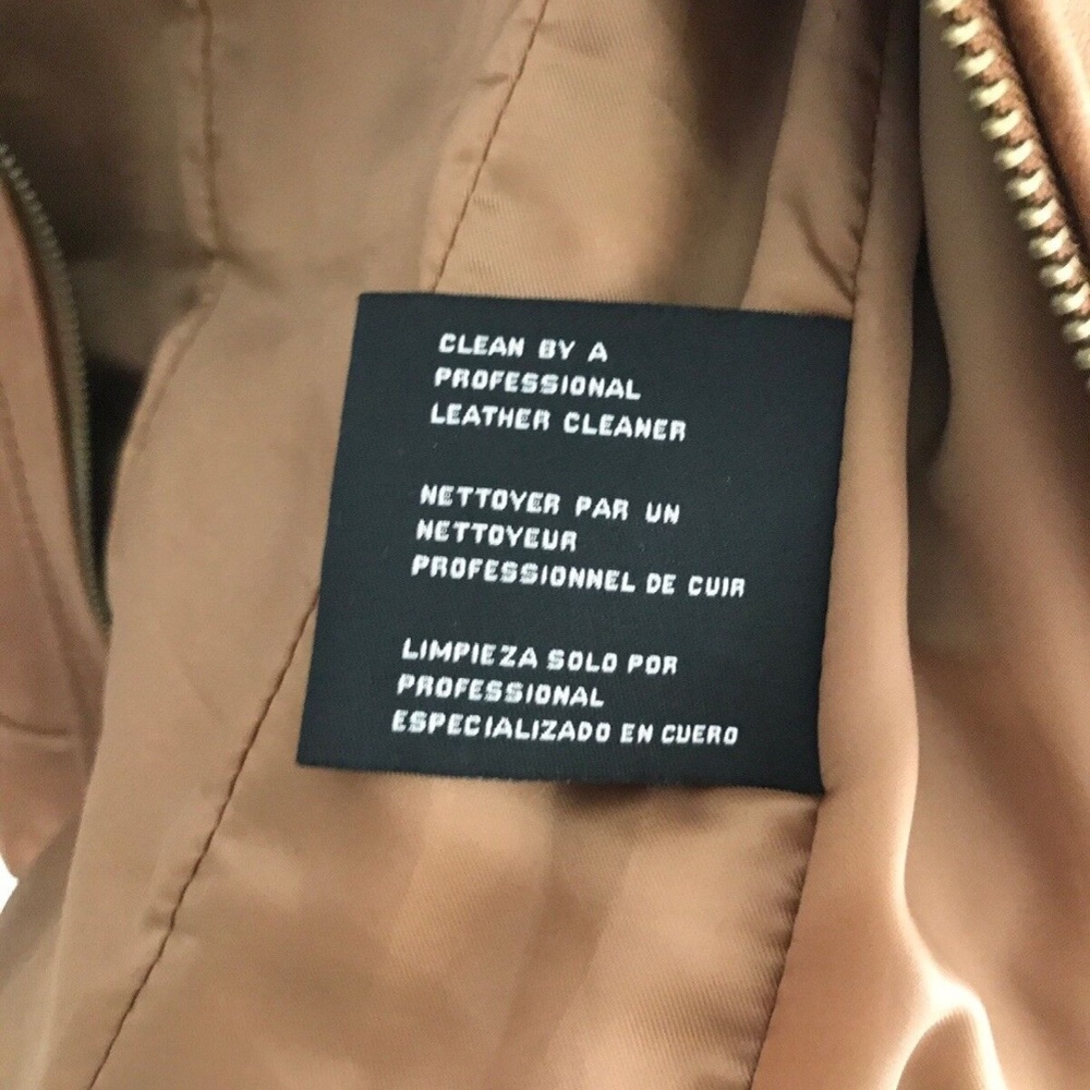 Michael Kors Women’s Soft Leather Moto Full Zip Brown Tan Jacket Size Small - Picture 6 of 7